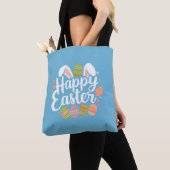 Tote Bag Lapin de Pâques Joyeuses Vacances de Pâques (De près)