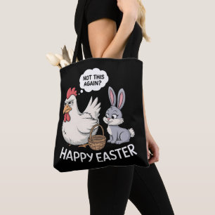 Tote Bag Lapin de Pâques Joyeux Lapin Poule Pas Encore Ça