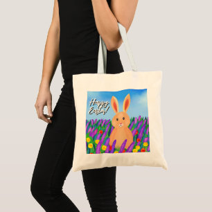 Tote Bag Lapin de Pâques mignon dans les fleurs