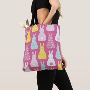 Tote Bag Lapin de Pâques rose motif mignon