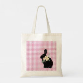 Tote Bag Lapin de Pâques Silhouette Fleurs Houndstooth (Dos)