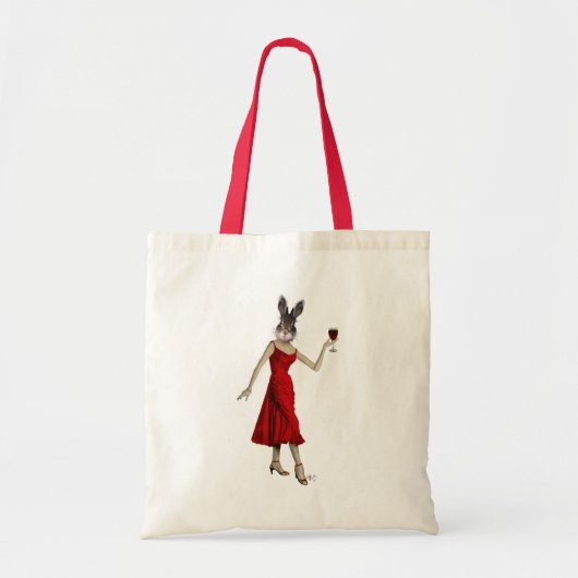 Tote Bag Lapin en robe rouge (Devant)
