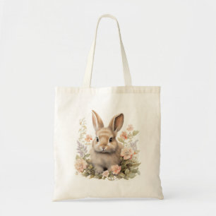 Tote Bag Lapin et fleurs