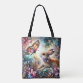 Tote Bag Lapin Et Papillon Beau Verre Satiné Pâques (Dos)