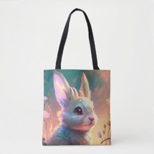 Tote Bag Lapin Lapin Animal Portrait Peinture Faune Art