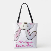 Tote Bag Lapin Lapin De Pâques Rose Mignonne Et Drôle (Dos)