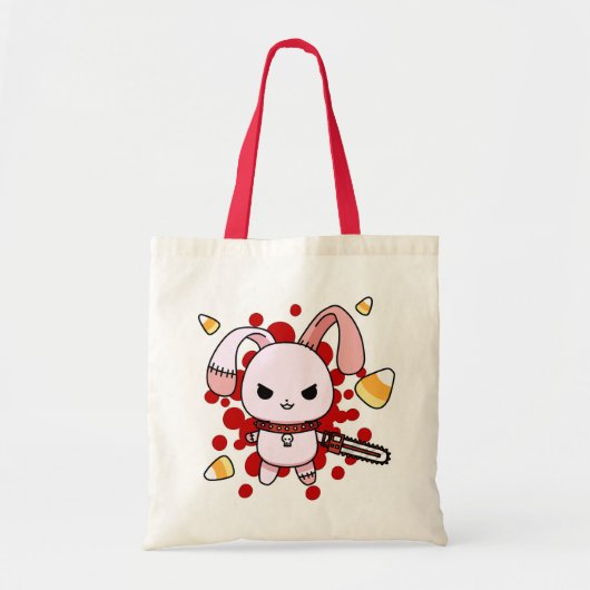 Tote Bag Lapin mauvais mignon de Kawaii avec la (Devant)