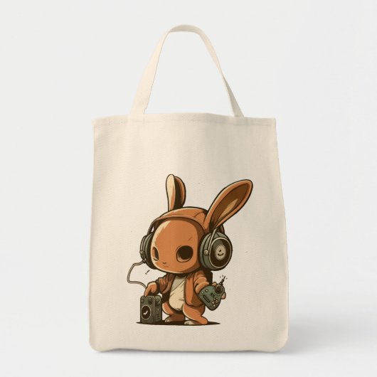 Tote Bag Lapin Mélodique : Un Voyage Musical (Devant)