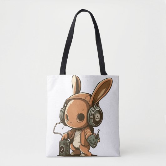 Tote Bag Lapin Mélodique : Un Voyage Musical (Devant)