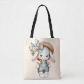 Tote Bag Lapin mignon dans les couloirs avec Casquette pail (Devant)