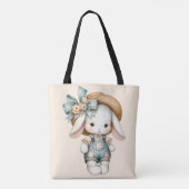 Tote Bag Lapin mignon dans les couloirs avec Casquette pail (Dos)