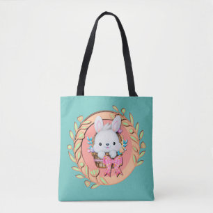 Tote Bag Lapin Moche Assis dans Panier de Pâques Conception
