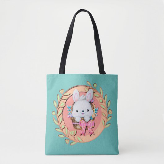 Tote Bag Lapin Moche Assis dans Panier de Pâques Conception (Devant)