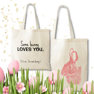Tote Bag Lapin Pâques Rose Simple