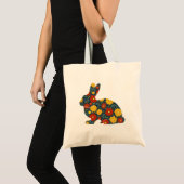 Tote Bag Lapin rétro et fleurs (Devant (produit))