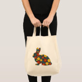 Tote Bag Lapin rétro et fleurs (Devant (produit))