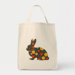 Tote Bag Lapin rétro et fleurs