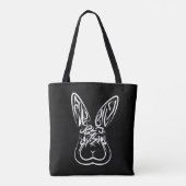 Tote Bag Lapin tribal noir et blanc (Dos)