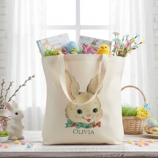 Tote Bag Lapin vintage Personnalisé Pâques