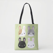 Tote Bag Lapins de Kawaii Bunny réversible (Devant)