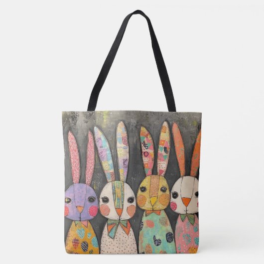 Tote Bag Lapins de Pâques fantaisistes en patchwork (Devant)
