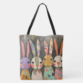 Tote Bag Lapins de Pâques fantaisistes en patchwork (Dos)