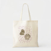 Tote Bag Lapins Holland lop avec des coeurs (Devant)