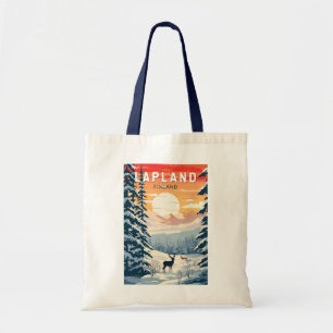 Tote Bag Lapland Finlande Travel Art Vintage
