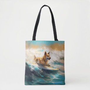 Tote Bag Lapphund Plage Finlandaise Plage Surf Peinture