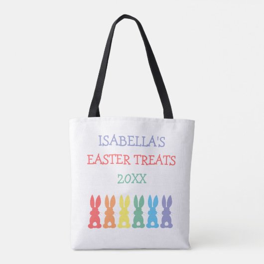 Tote Bag L'arc-en-ciel Pâques personnalisée par lapins (Dos)