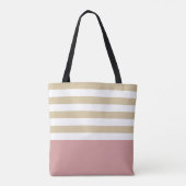 Tote Bag Large Tan Horizontal Stripes rose Nom et marguerit (Dos)