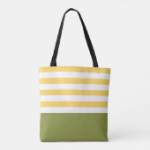 Tote Bag Larges bandes horizontales jaunes Vert Nom Faisée (Dos)