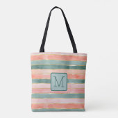 Tote Bag Larges Rayures Aquarelle Bloc de Couleur Monogramm (Dos)