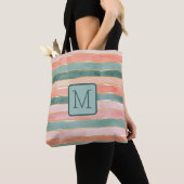 Tote Bag Larges Rayures Aquarelle Bloc de Couleur Monogramm (De près)