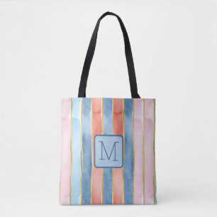 Tote Bag Larges Rayures Verticales Monogramme Bloc de Coule