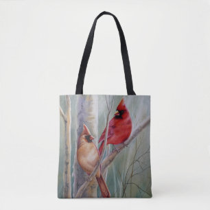 Tote Bag L'art de l'aquarelle rouge cardinal