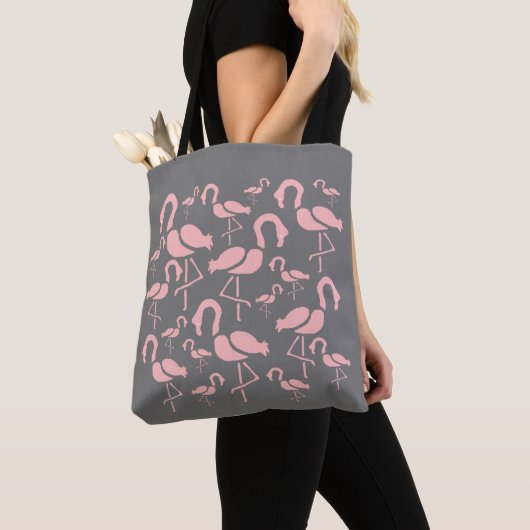 Tote Bag L'art des oiseaux de Flamant rose rose amusant (De près)
