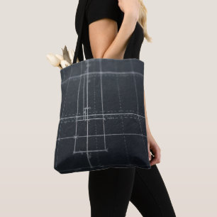 Tote Bag L'art en ligne architectural géométrique au charbo