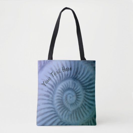 Tote Bag L'art fossile de l'ammonite spirale violette et ve (Devant)