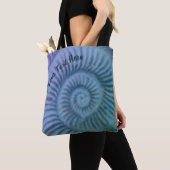 Tote Bag L'art fossile de l'ammonite spirale violette et ve (De près)