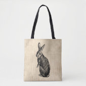Tote Bag L'art lapin d'antan avec son script (Devant)