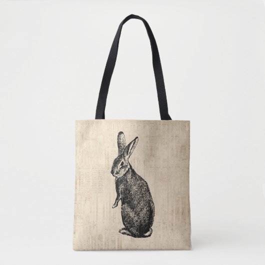 Tote Bag L'art lapin d'antan avec son script (Devant)