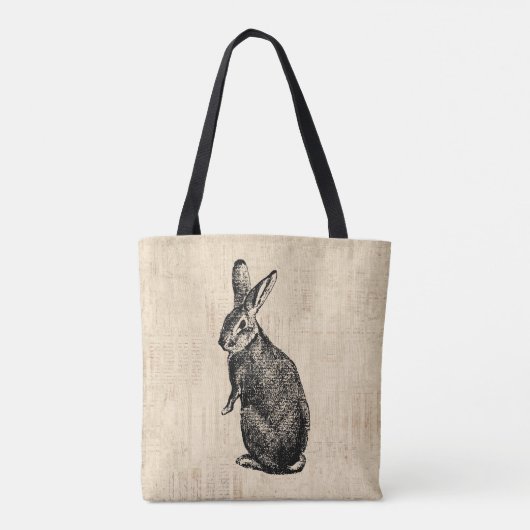 Tote Bag L'art lapin d'antan avec son script (Dos)