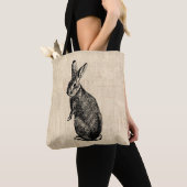 Tote Bag L'art lapin d'antan avec son script (De près)