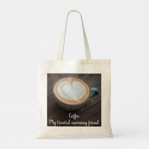 Tote Bag L'art latte en forme de coeur de l'amoureux du caf
