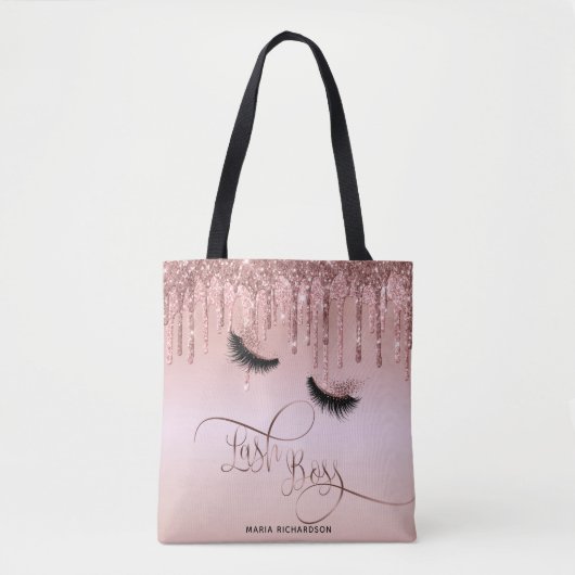 Tote Bag Lash Boss Makeup Eyebrow Eyes Lashes Dripping Gold (Devant)