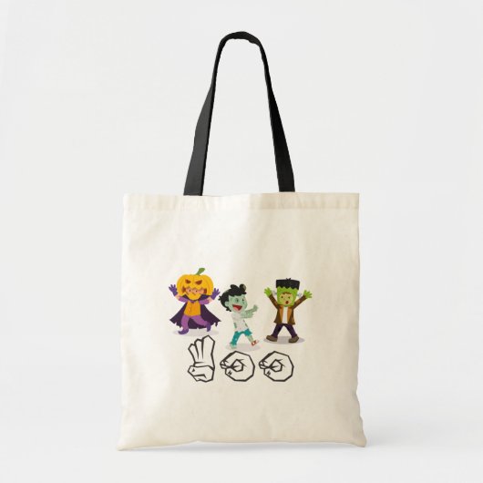 Tote Bag L'ASL huent les enfants costumés de Halloween (Devant)