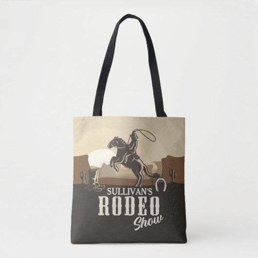 Tote Bag Lasso Roping Roundup ADD NAME Western Rodeo Show (Devant)