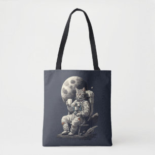 Tote Bag L'astronaute Chat ayant une coupe de café