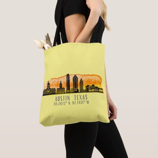 Tote Bag Latitude Austin Skyline (De près)